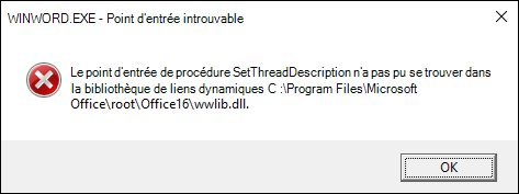 Erreur lors de l’ouverture de word docs