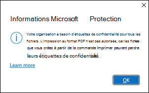 Microsoft Info Protection PDF non autorisé erreur