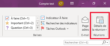 Détails de la réunion OneNote sur le Ruban