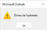Erreur d’échec de l’opération Outlook
