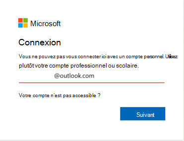 Capture d’écran de l’erreur de connexion Outlook