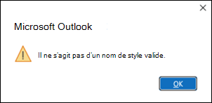 Erreur de style valide Outlook