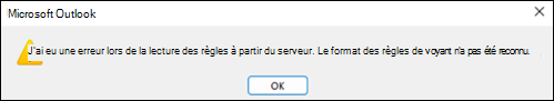 Erreur de lecture des règles dans Outlook
