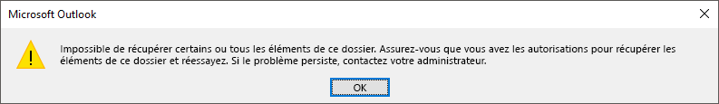 Erreur de récupération des éléments supprimés