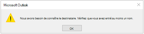 Erreur de tâche Nous devons savoir à qui envoyer ce message