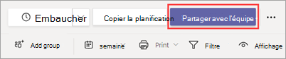 Bouton Partager avec l’équipe dans Shifts