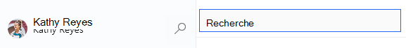 Icône loupe sélectionnée et champ De recherche ouvert