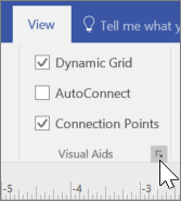 Capture d’écran des options d’affichage avec sélection de Grille dynamique et Points de connexion