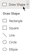 Le menu Dessiner des formes a le choix entre cinq options.