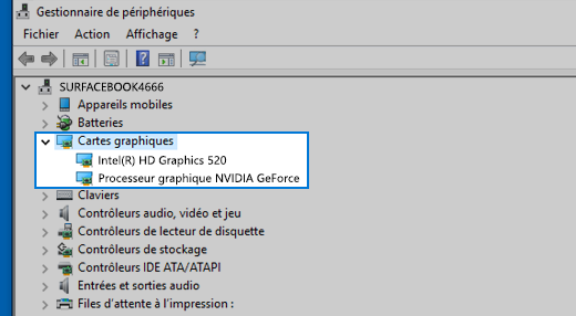 Gestionnaire de périphériques et cartes vidéo