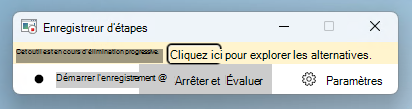 Capture d’écran de l’application Enregistreur d’étapes (PSR) dans Windows 11 montrant la bannière de dépréciation.