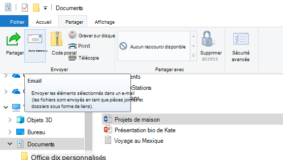 Comment partager un fichier par e-mail sur Windows 10