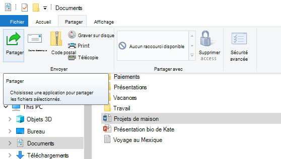 Où trouver le bouton Partager dans Explorateur de fichiers sur Windows 10