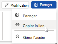 Copier un lien vers votre document dans Word pour le web