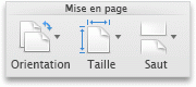 Onglet Mise en page, groupe Mise en page