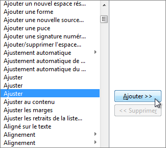 Commande Ajuster