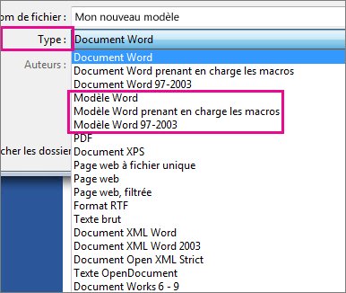 Enregistrer un document en tant que modèle