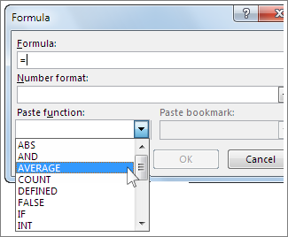 Zone Formule avec le menu de fonctions