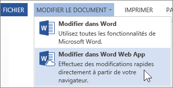 Modifier dans Word Online