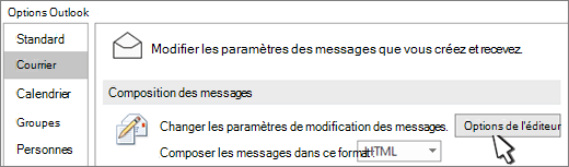 Bouton Options de l’éditeur