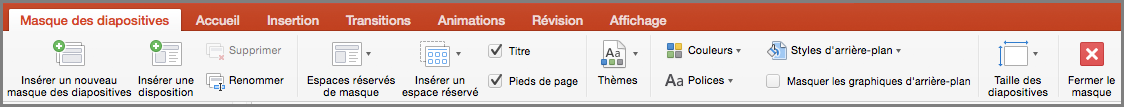 Masque des diapositives dans PowerPoint pour Mac