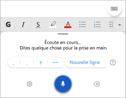 Capture d’écran de la dictée sur un téléphone Android.
