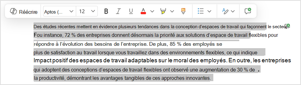 Option de réécriture pour modifier rapidement un passage spécifique.