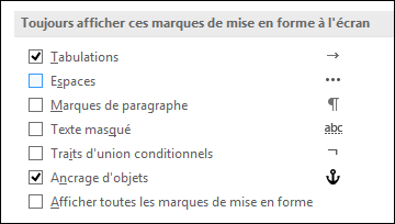 Always show or hide formatting symbols