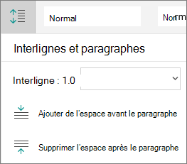 Options d’espacement des paragraphes