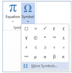 Dans le menu Symbole, cliquez sur Autres symboles.