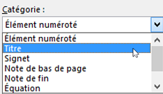 Boîte de dialogue Renvoi avec les types de référence affichés