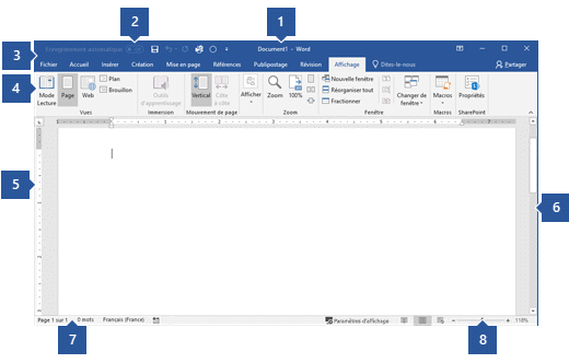 interface utilisateur Word