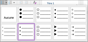 Menu déroulant Liste à puces sur Mac