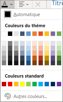 Capture d’écran de l’option de couleur de police dans le menu Accueil.