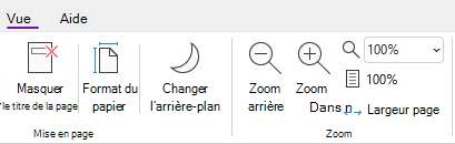 Groupe Options de zoom dans OneNote pour Windows.