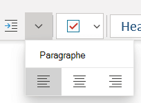 Menu Paragraphe montrant les options disponibles dans OneNote pour Windows 10.