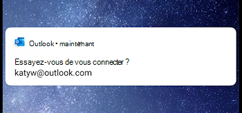 Capture d’écran montrant Outlook mobile vous demandant de vous connecter