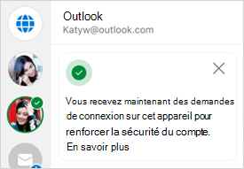 Capture d’écran montrant la confirmation de la connexion