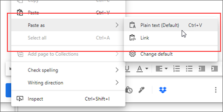 Menu contextuel pour copier-coller amélioré