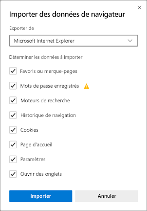 Importer des données de navigateur