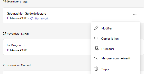 Capture d’écran de l’emplacement de l’option Supprimer.