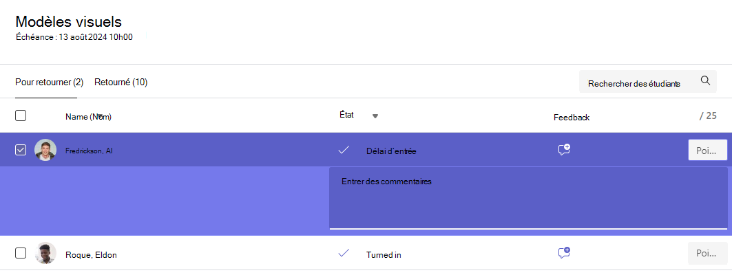 Capture d’écran montrant les commentaires
