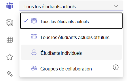 Capture d’écran de l’option étudiant individuel.