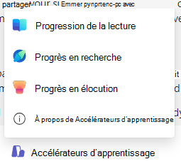 Capture d’écran des accélérateurs d’apprentissage.