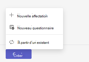 Capture d’écran montrant un nouveau devoir