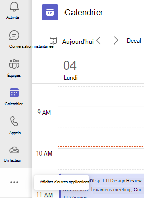 Capture dʼécran montrant lʼoption Plus dʼapplications.