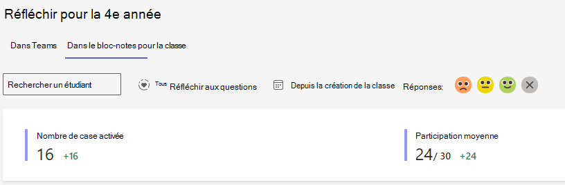 Capture d’écran des options de réflexion.