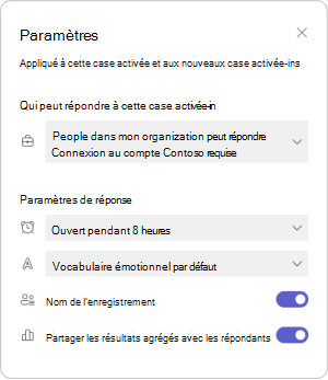 Gérer les paramètres de la case activée