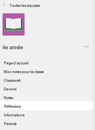 Capture d’écran du menu Refelct.