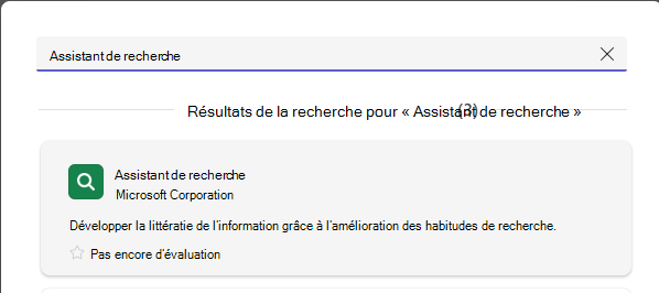 Capture d’écran montrant l’assistant de recherche.